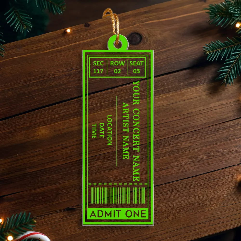 Favorite Music Concert Ticket - Personalized Acrylic Ornament - Christmas Gift For Music Lovers, Concert-Goers, Matching Ornaments For Friends, Family, Couple