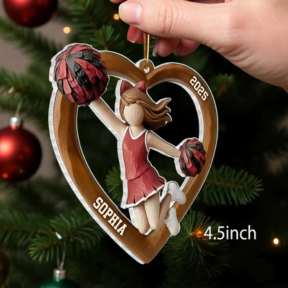 3D Effect Wooden Cheerleader Girl - Personalized Acrylic Ornament - Unique Christmas Gift For Cheerleader Girl