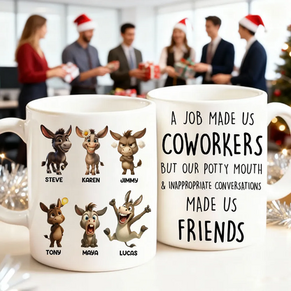 Job Made Us Coworkers But Our Potty Mouth Made Us Friends - Personalized Mug - Funny Christmas Gift for Work Besties