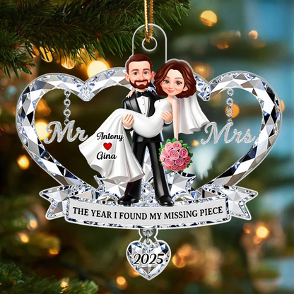 Mr. and Mrs. 3D Crystal Effect - Personalized Acrylic Ornament - Christmas Gift for Couple