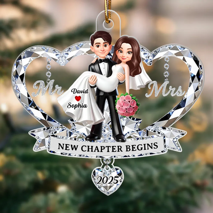 Mr. and Mrs. 3D Crystal Effect - Personalized Acrylic Ornament - Christmas Gift for Couple