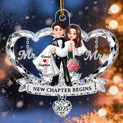 Mr. and Mrs. 3D Crystal Effect - Personalized Acrylic Ornament - Christmas Gift for Couple