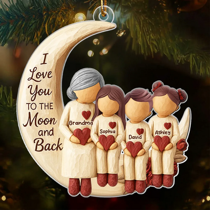 Grandma Grandpa Love You to the Moon & Back - Personalized Acrylic Ornament - Christmas Gift for Grandparents, Granchildren