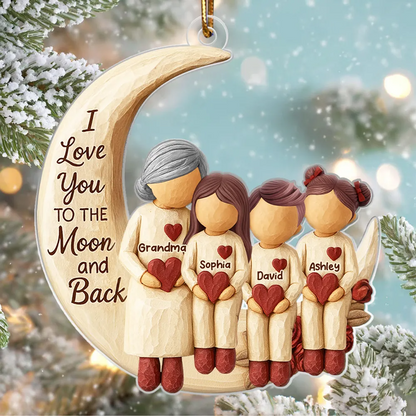 Grandma Grandpa Love You to the Moon & Back - Personalized Acrylic Ornament - Christmas Gift for Grandparents, Granchildren