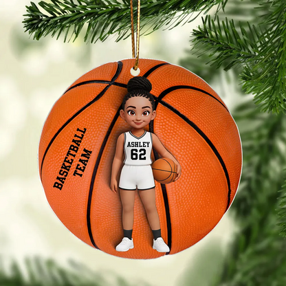 3D Effect Basketball Girl Boy - Personalized Acrylic Ornament - Christmas Gift For Teen Boy Teen Girl