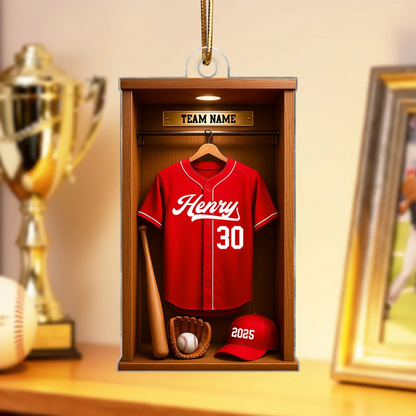 3D Effect Baseball Locker Room Display - Personalized Acrylic Ornament - Christmas Gift for Sons, Daughters, Grandkids