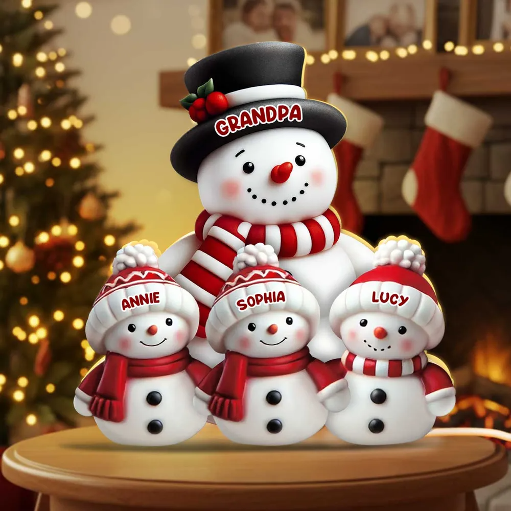 3D Effect Cute Snowman - Personalized Light Box