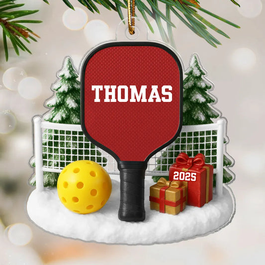 3D Effect Pickleball Things - Personalized Acrylic Ornament - Christmas Gift For Pickleball Players