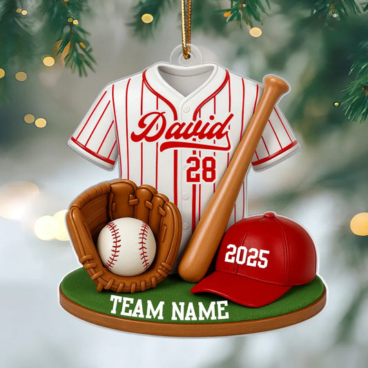Baseball Softball Kit 3D Effect - Personalized Acrylic Ornament - Christmas Gift for Son, Daughter, Grandkids