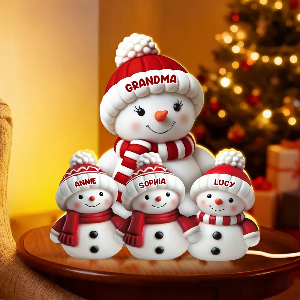 3D Effect Cute Snowman - Personalized Light Box