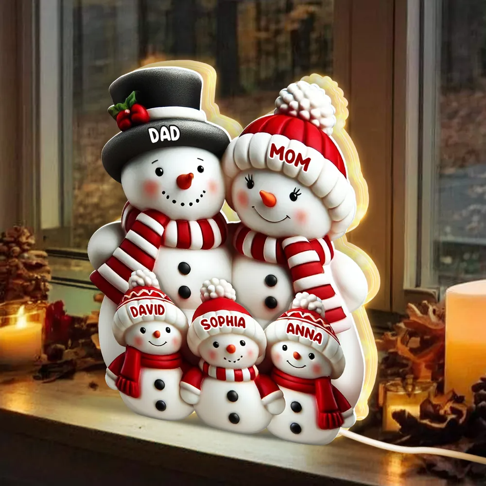 3D Effect Cute Snowman - Personalized Light Box