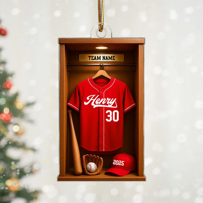 3D Effect Baseball Locker Room Display - Personalized Acrylic Ornament - Christmas Gift for Sons, Daughters, Grandkids