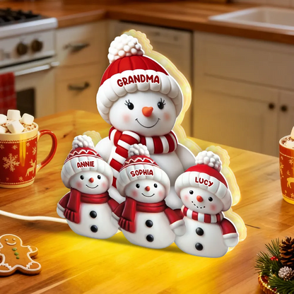 3D Effect Cute Snowman - Personalized Light Box