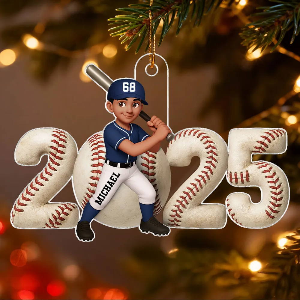 Baseball Player 3D Effect 2025 - Personalized Acrylic Ornament - Christmas Gift For Teen Boy Girl Daugter Son