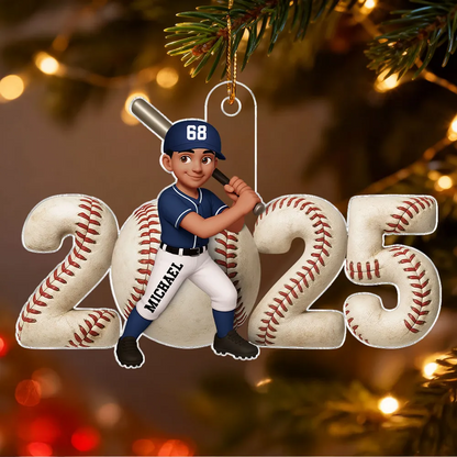 Baseball Player 3D Effect 2025 - Personalized Acrylic Ornament - Christmas Gift For Teen Boy Girl Daugter Son