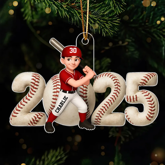 Baseball Player 3D Effect 2025 - Personalized Acrylic Ornament - Christmas Gift For Teen Boy Girl Daugter Son