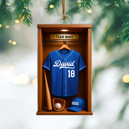 3D Effect Baseball Locker Room Display - Personalized Acrylic Ornament - Christmas Gift for Sons, Daughters, Grandkids