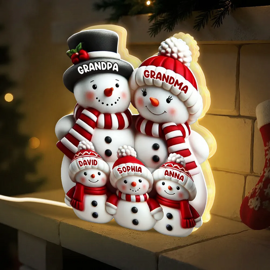3D Effect Cute Snowman - Personalized Light Box