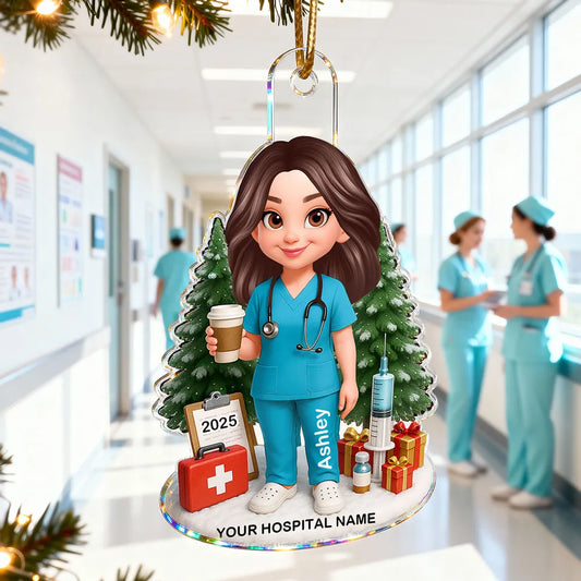 3D Effect Proud Nurse With Signature Symbols Christmas - Personalized Acrylic Ornament - Christmas Gift For Nurses