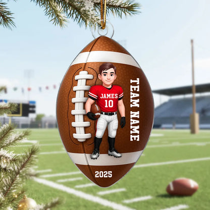 Football Player 3D Effect - Personalized Acrylic Ornament - Christmas Gift For Teen Boy, Son, Grandson