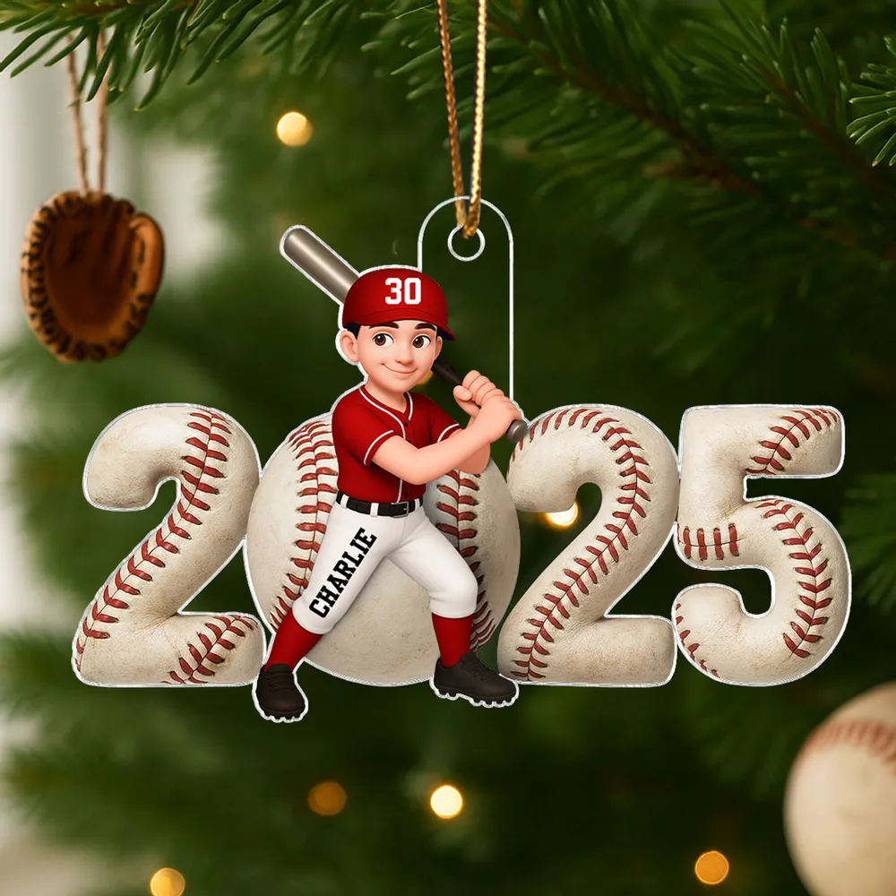 Baseball Player 3D Effect 2025 - Personalized Acrylic Ornament - Christmas Gift For Teen Boy Girl Daugter Son