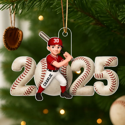 Baseball Player 3D Effect 2025 - Personalized Acrylic Ornament - Christmas Gift For Teen Boy Girl Daugter Son