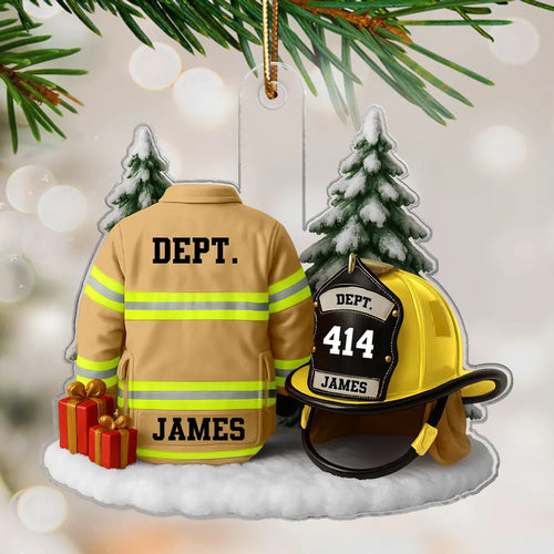 3D Effect Firefight Uniform And Helmet - Personalized Acrylic Ornament