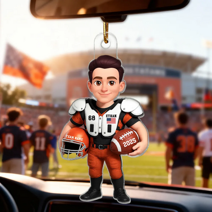 3D Effect Proud American Football Player - Personalized Acrylic Ornament - Gift For Football Lovers, Grandson, Son, Husband