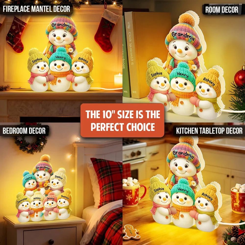 Snowman Grandma, Grandpa, Grandparents and Grandkids Personalized Light Box - Christmas Gift for Grandparents