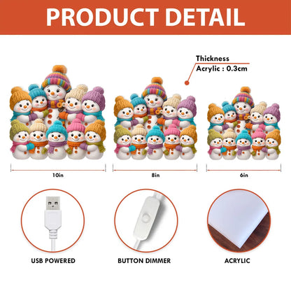 Snowman Grandma, Grandpa, Grandparents and Grandkids Personalized Light Box - Christmas Gift for Grandparents