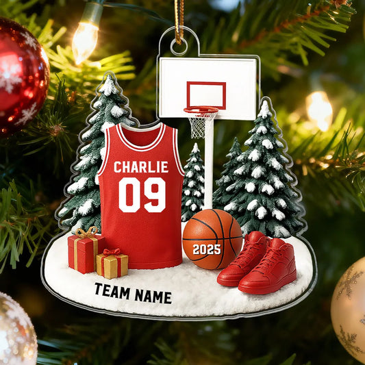3D Effect Basketball Player Uniform - Personalized Acrylic Ornament - Gift For Basketball Lovers