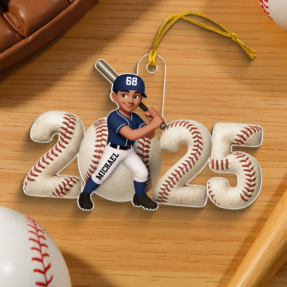 Baseball Player 3D Effect 2025 - Personalized Acrylic Ornament - Christmas Gift For Teen Boy Girl Daugter Son
