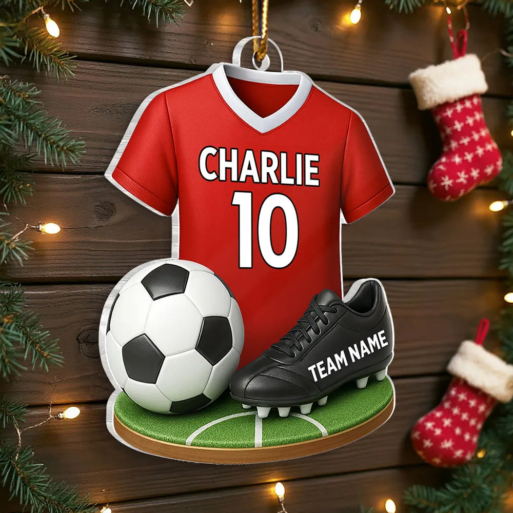 Soccer Kit 3D Effect - Personalized Acrylic Ornament - Christmas Gift For Son, Daughter, Grandkids