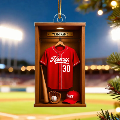 3D Effect Baseball Locker Room Display - Personalized Acrylic Ornament - Christmas Gift for Sons, Daughters, Grandkids