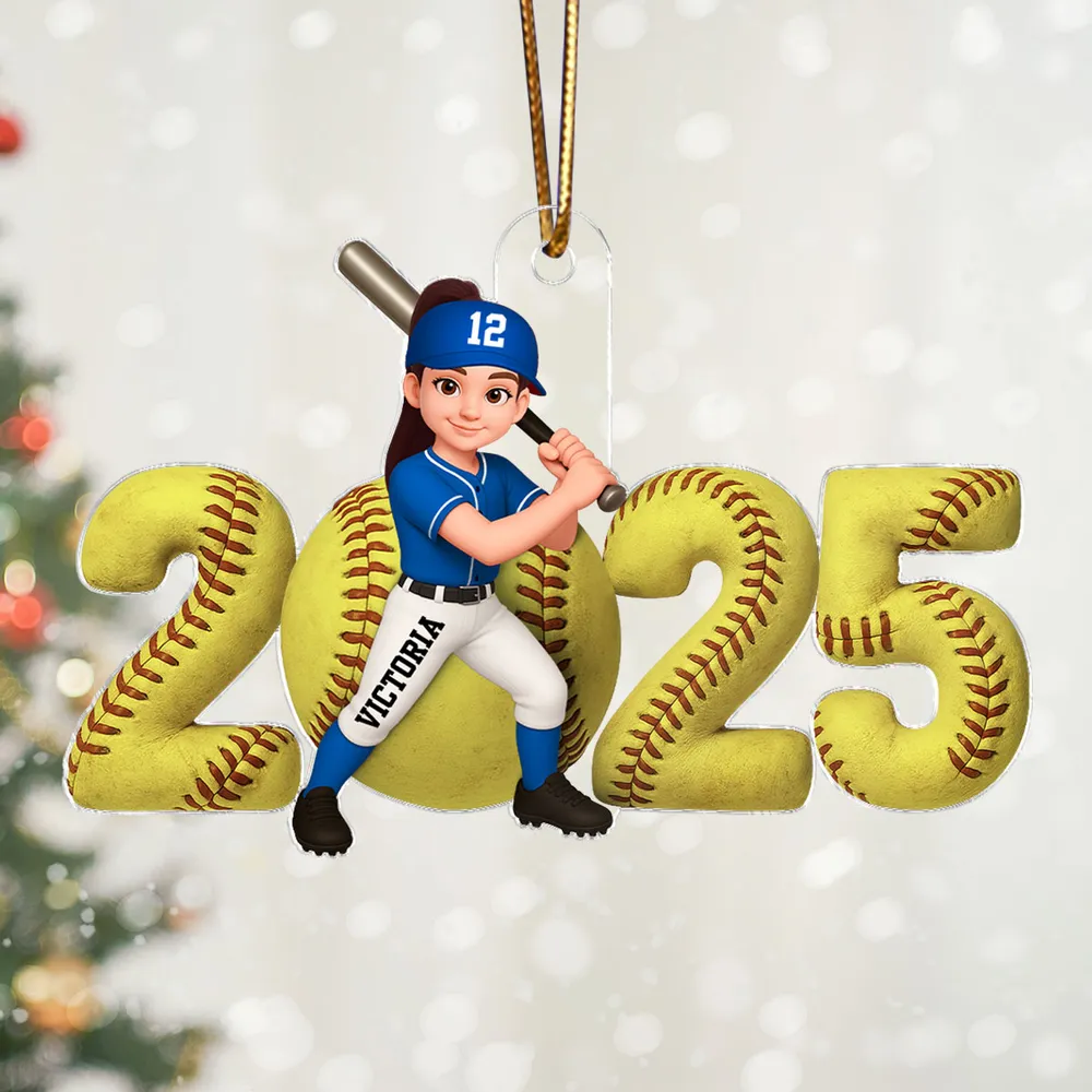 Baseball Player 3D Effect 2025 - Personalized Acrylic Ornament - Christmas Gift For Teen Boy Girl Daugter Son
