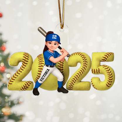 Baseball Player 3D Effect 2025 - Personalized Acrylic Ornament - Christmas Gift For Teen Boy Girl Daugter Son