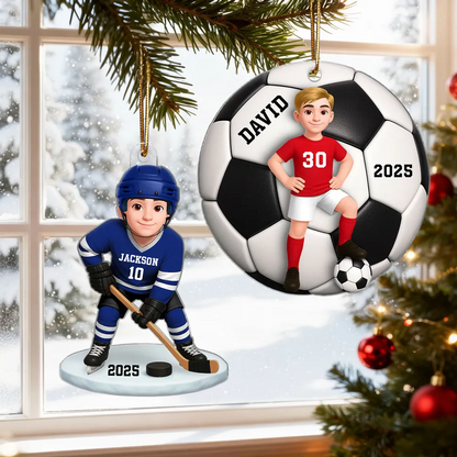 3D Effect Sport Boy Girl - Personalized Acrylic Ornament - Christmas Gift For Daughter For Son