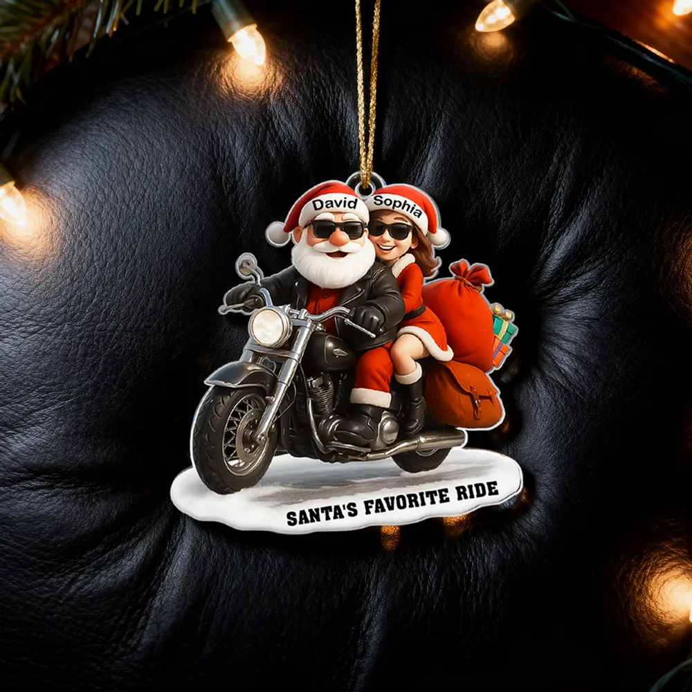 Bikers Santa Couple Riding Partners for Life - Personalized Acrylic Ornament