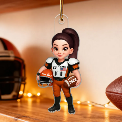 3D Effect Proud American Football Player - Personalized Acrylic Ornament - Gift For Football Lovers, Grandson, Son, Husband