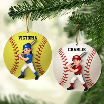 3D Effect Sport Boy Girl - Personalized Acrylic Ornament - Christmas Gift For Daughter For Son