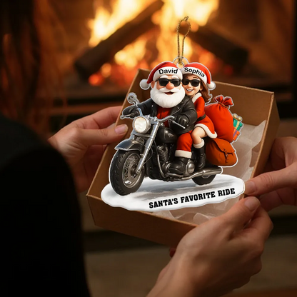 Bikers Santa Couple Riding Partners for Life - Personalized Acrylic Ornament