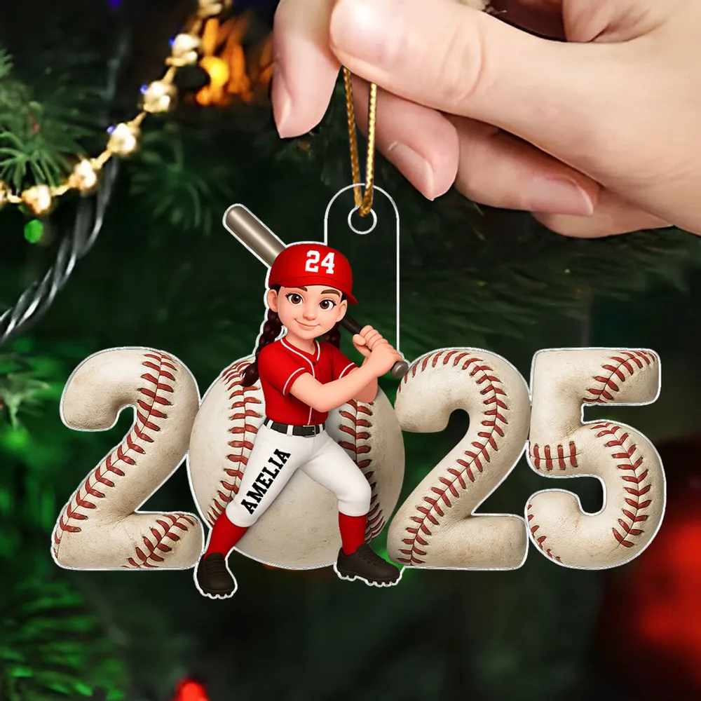Baseball Player 3D Effect 2025 - Personalized Acrylic Ornament - Christmas Gift For Teen Boy Girl Daugter Son