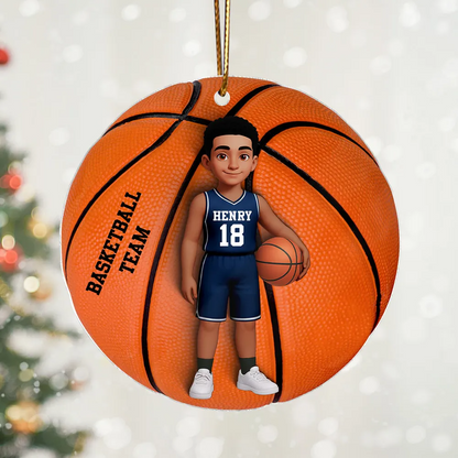 3D Effect Basketball Girl Boy - Personalized Acrylic Ornament - Christmas Gift For Teen Boy Teen Girl