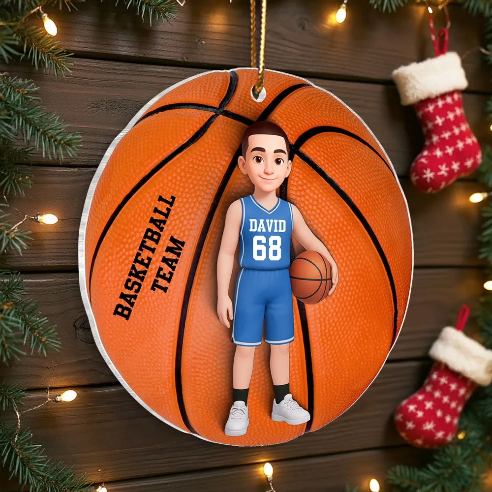 3D Effect Basketball Girl Boy - Personalized Acrylic Ornament - Christmas Gift For Teen Boy Teen Girl
