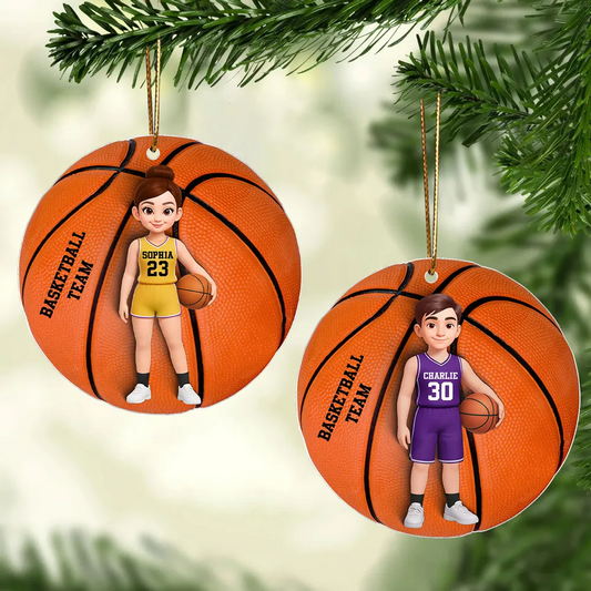 3D Effect Basketball Girl Boy - Personalized Acrylic Ornament - Christmas Gift For Teen Boy Teen Girl