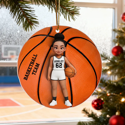 3D Effect Basketball Girl Boy - Personalized Acrylic Ornament - Christmas Gift For Teen Boy Teen Girl