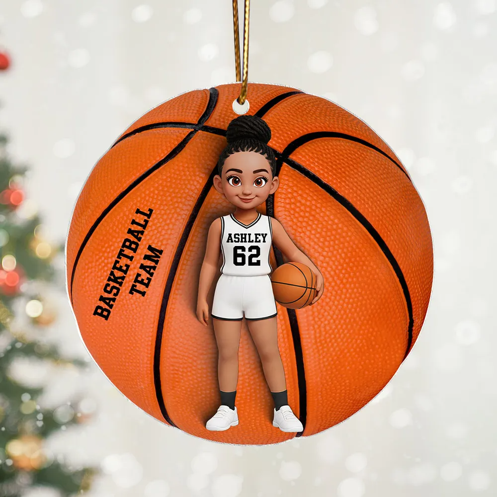 3D Effect Basketball Girl Boy - Personalized Acrylic Ornament - Christmas Gift For Teen Boy Teen Girl