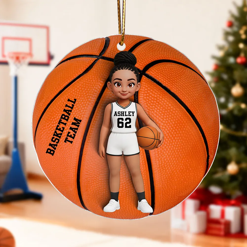 3D Effect Basketball Girl Boy - Personalized Acrylic Ornament - Christmas Gift For Teen Boy Teen Girl