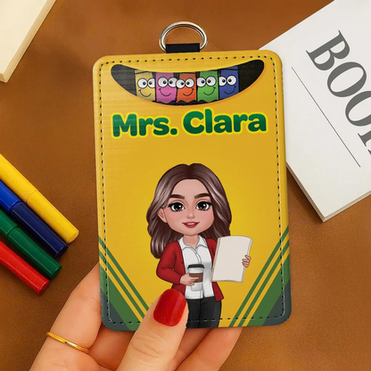 Crayon Box Themed Teacher Name Personalized ID Badge Holder, Back To School Gift