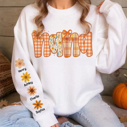 Preppy Retro Floral Fall Personalized Sweatshirt for Mom & Grandma – Fall Cozy Gift